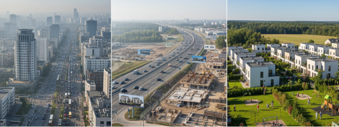 suburbanizacja - odpowiedź na pogarszające się warunki życia w miastach