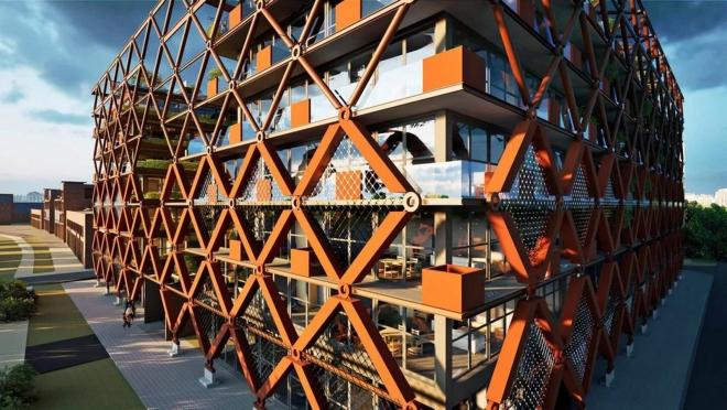 Apartamentowiec u zbiegu ulic Dąbrowskiego i Łomżyńskiej w Łodzi