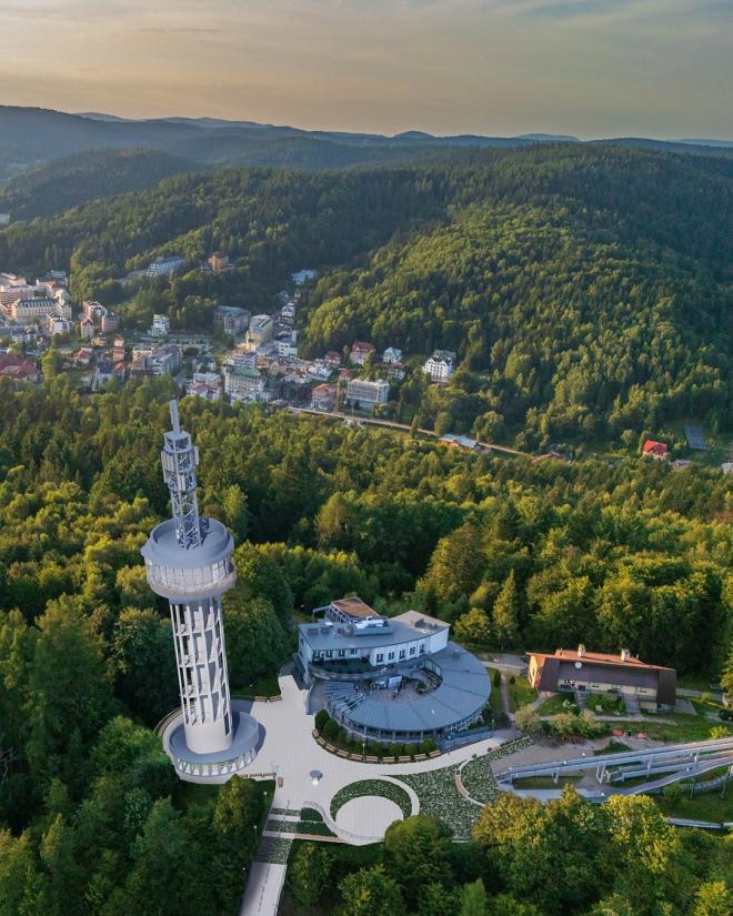 wieża widokowa na Górze Parkowej w Krynicy Zdrój
