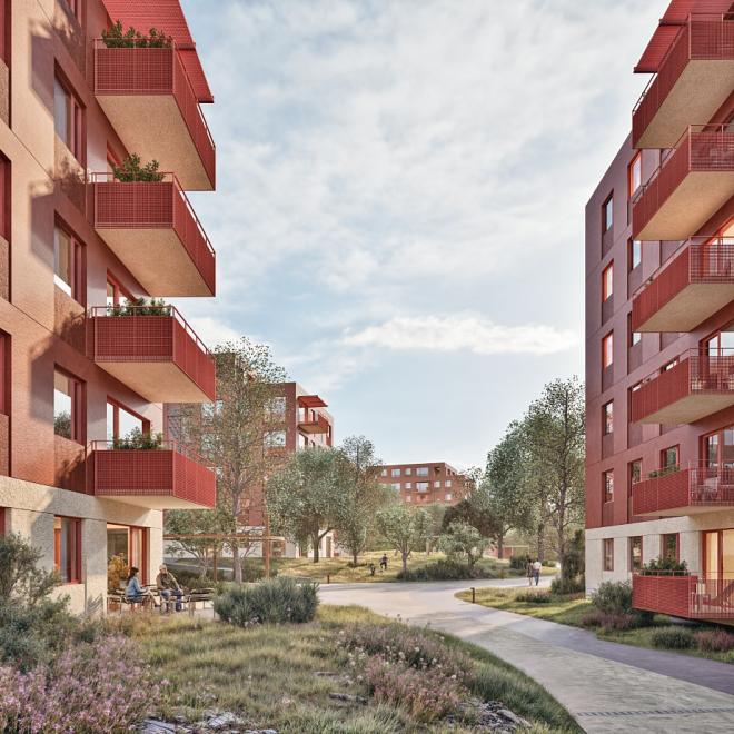 Koncepcja urbanistyczno-architektoniczna kompleksu budynków mieszkalnych wielorodzinnych wraz z garażami podziemnymi, zlokalizowanych przy ul. Św. Wojciecha i Myśliwskiej w Gliwicach