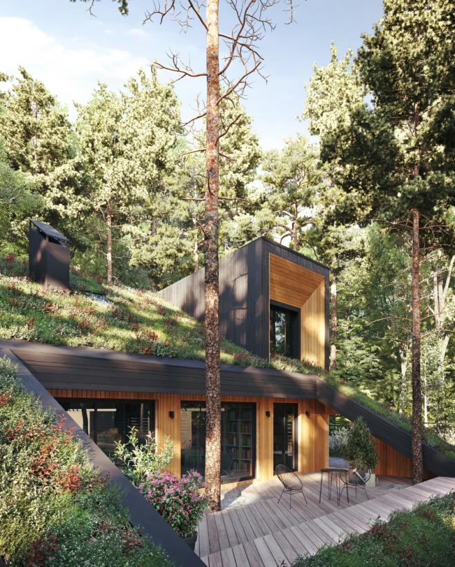 Dom w lesie od Snegiri Architects 