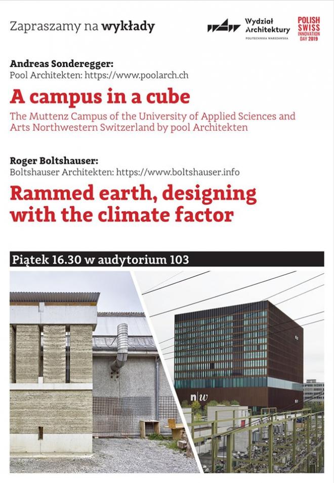 Plakat spotkania z architektami: Andreas Sonderegger / Roger Boltshauser