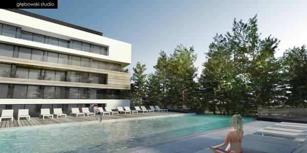 Shellter Hotel & Apartments – projekt architektoniczny zabudowy hotelowo-apartamentowej w Rogowie niedaleko Kołobrzegu
