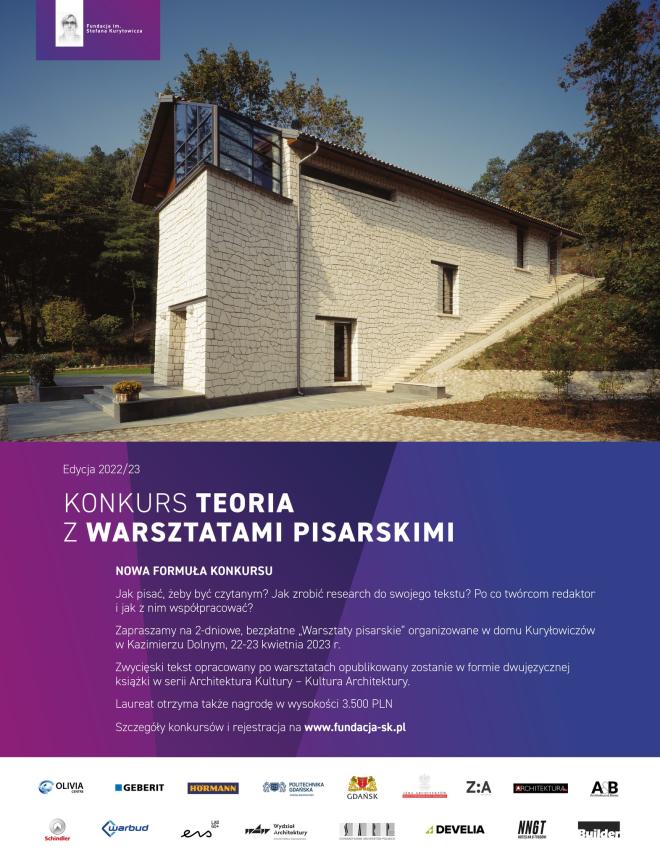 Konkurs TEORIA z „Warsztatami pisania o architekturze" Edycji 2022/23