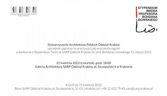 Stypendium Twórcze SARP Oddział Kraków im. Prof. Bohdana Lisowskiego