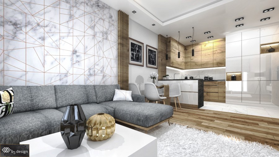 Nowoczesne wykończenie mieszkania od B3Design - Sztuka architektury
