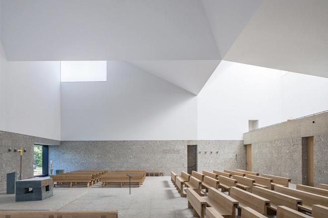 Meck Architekten, geometryczna bryła architektoniczna, architektura sakralna, bryła architektoniczna, projekt kościoła