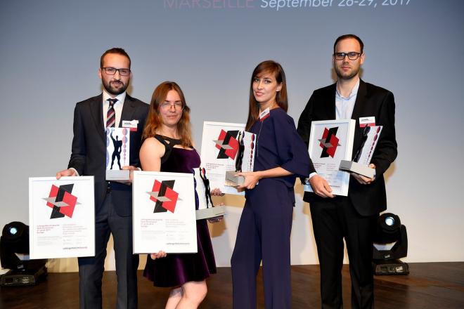 Laureaci w kategorii Next Generation, od lewej Jakub Grabowski Anna Andronova, Malgorzata Mader, Frédéric Bouvier