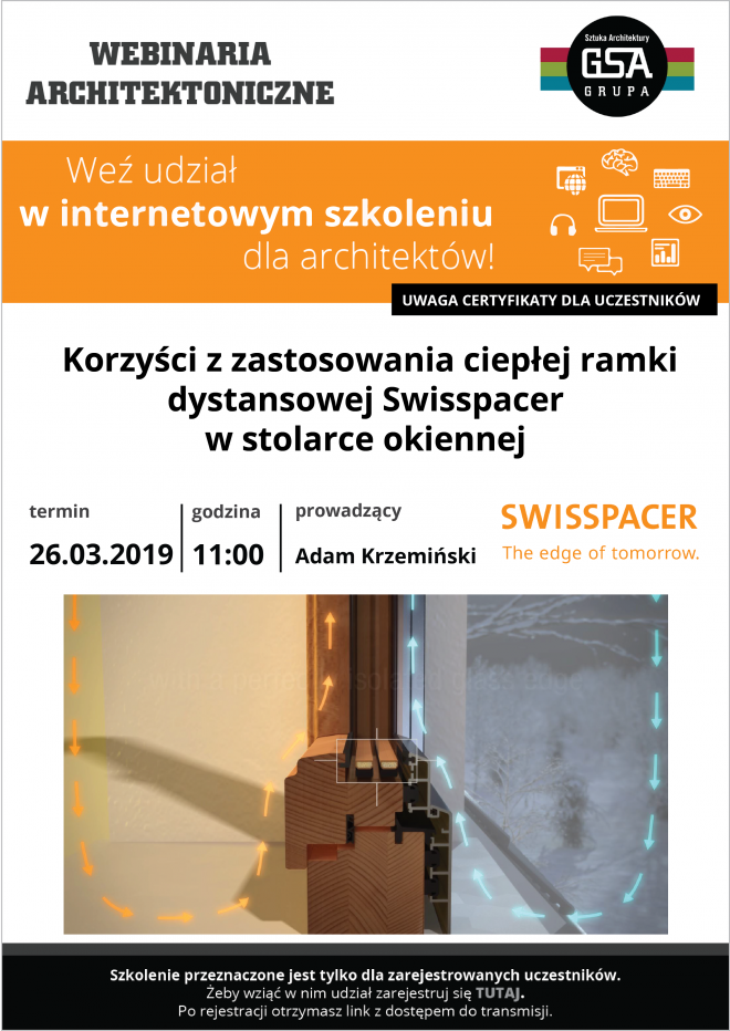 Swisspacer, stolarka okienna, ramka dystansowa, webinarium dla architektów, szkolenie architektoniczne