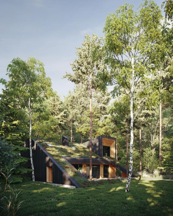 Dom w lesie od Snegiri Architects 
