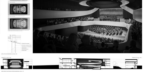 Projekt konkursowy Krakowskiego Centrum Muzyki. III nagroda - Kozień Architekci
